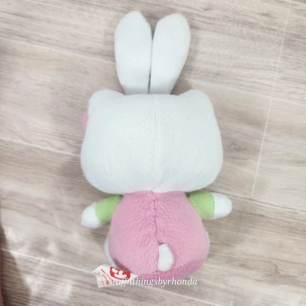 Ty Hello Kitty by Sanrio Plush Beanie Baby Pink Jumper Easter Green Bunny Ear 8